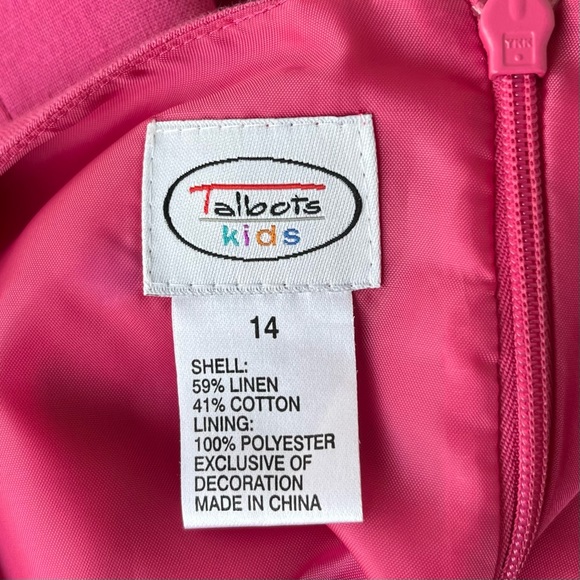 •Talbots Kids• Sleeveless Linen Blend Polka Dot Dress - Size 14 - Picture 2 of 9